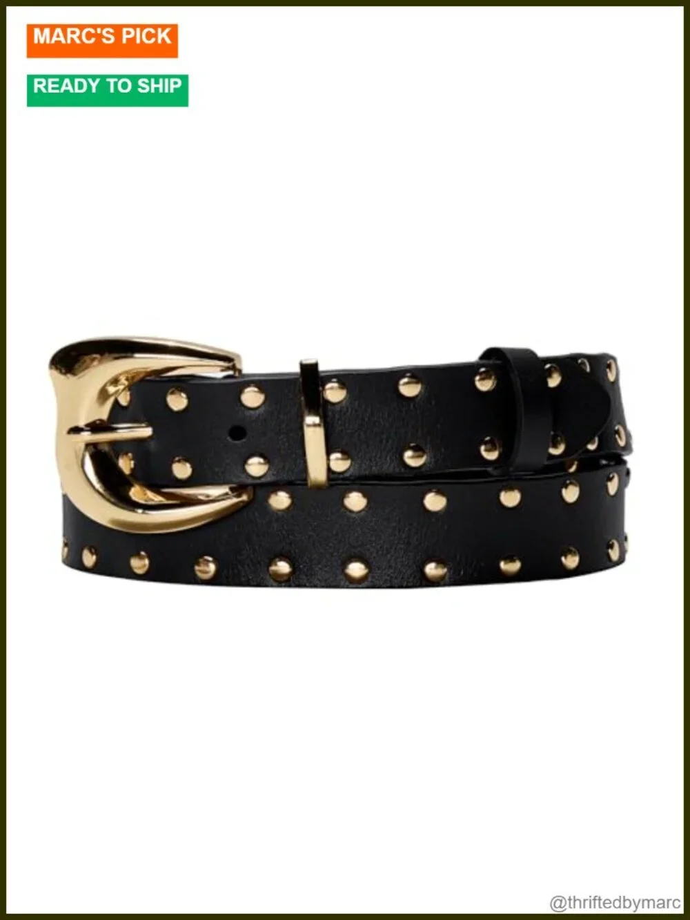 Genuine Leather Studded Punk Belt Adjustable Waist Belt for Jeans